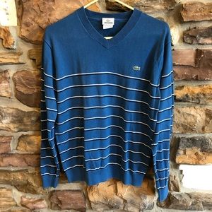 Lacoste V-neck Sweater Blue Striped